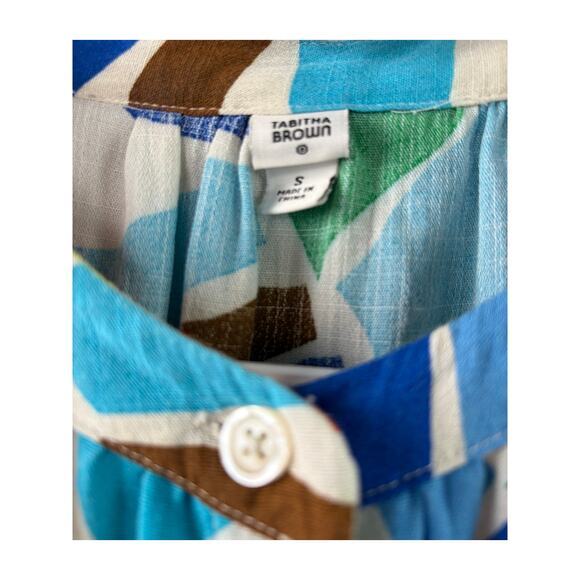 Tabitha Brown Botanical Print Puff Sleeve Mini Tunic Dress – Size S - Picture 5 of 6